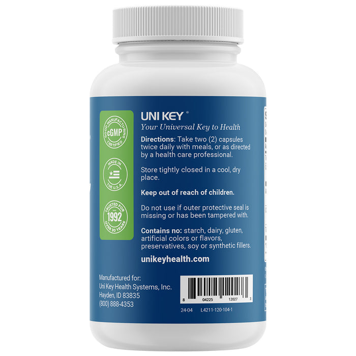 The directions label for UNI KEY Health's Liver-Lovin Formula.