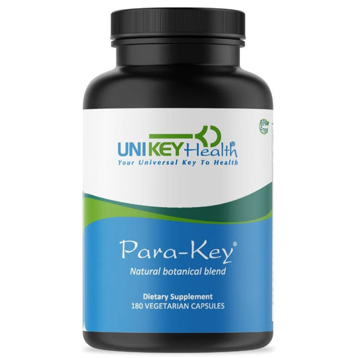 The front of a bottle of Para-Key, a natural botanical blend dietary supplement that contains 180 vegetarian capsules.