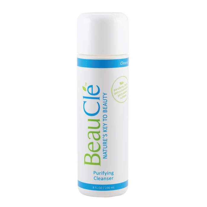 An 8 oz. bottle of BeauCle Skin Purifying Face and Body Wash that is a purifying cleanser.